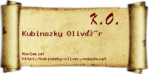 Kubinszky Olivér névjegykártya